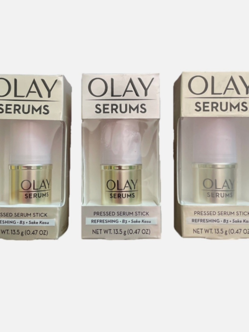 3 Pack Olay Serums Refreshing Pressed Serum Stick w/ B3 + Sake Kasu 0.47oz Each